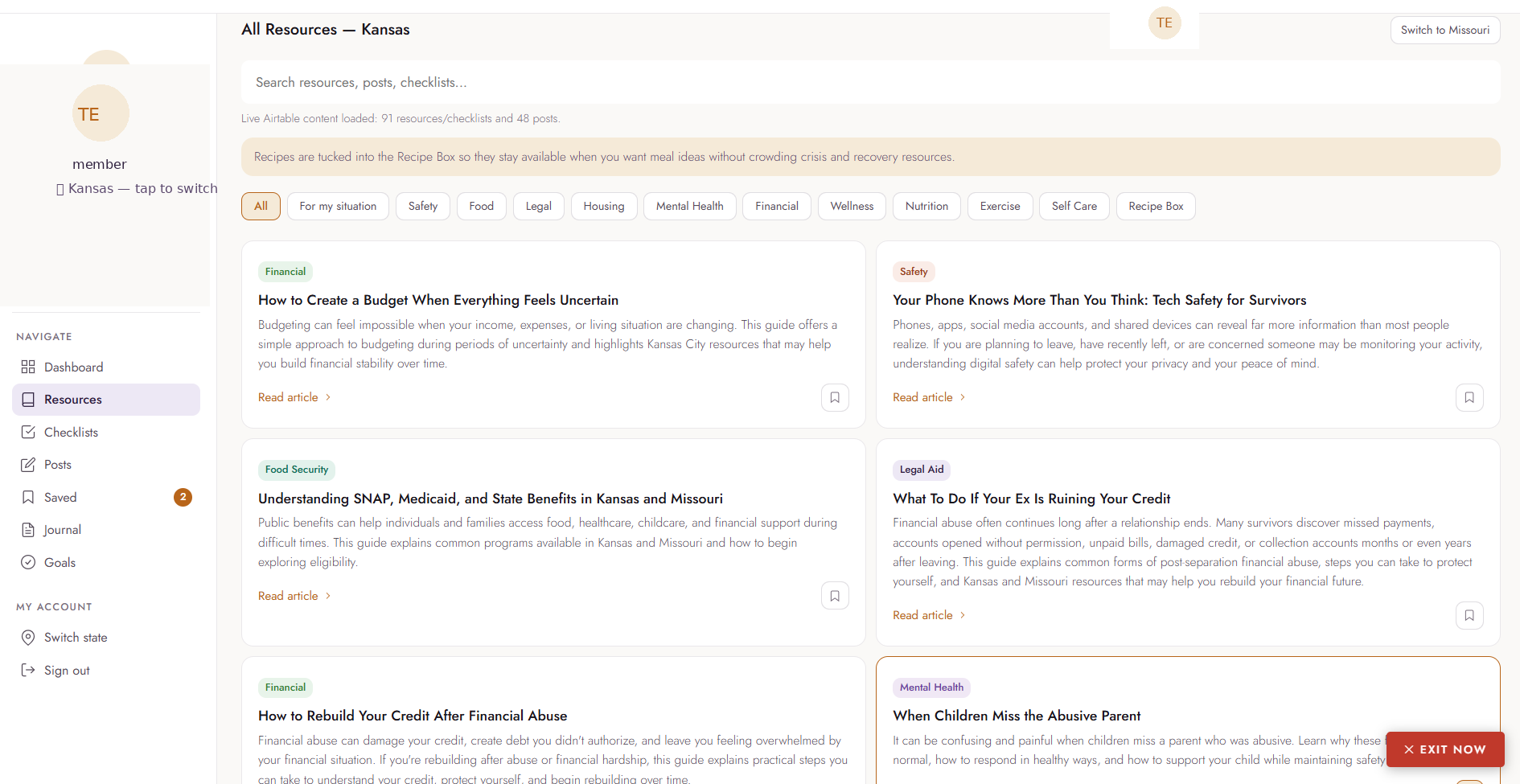 Member resource library